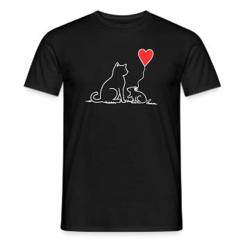 Cat and Mouse with Heart Balloon - Men's T-Shirt - black - Front - AI Model Male 178 light (178cm)
