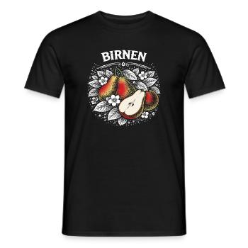 Pear magic in a wreath of flowers - Men's T-Shirt - black - Front - AI Model Male 178 light (178cm)