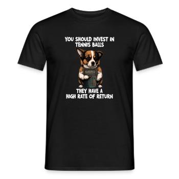 Lustiger Buchhalter investiert in Tennisbälle - Männer T-Shirt - Schwarz - Vorne - AI Model Male 178 light (178cm)