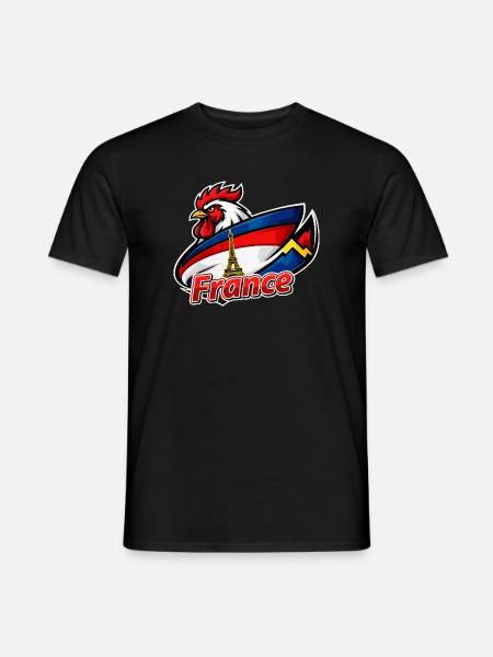 Französischer Hahn mit Eiffelturmflagge - Männer T-Shirt - Schwarz