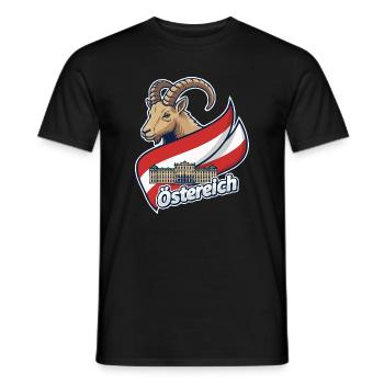 Bouquetin avec drapeau autrichien - T-shirt homme - noir - Devant - AI Model Male 178 light (178cm)