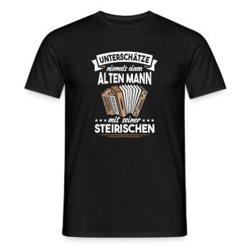 Styrian Accordion Old Man Accordion - Men's T-Shirt - black - Front - AI Model Male 178 light (178cm)