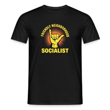 Friendly Neighbour Socialist - Funny Socialism Des - Men's T-Shirt - black - Front - AI Model Male 178 light (178cm)