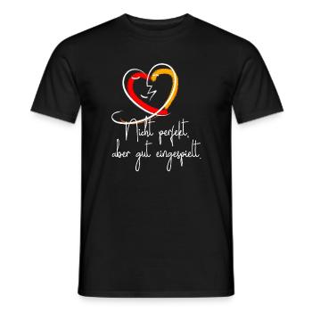 Partner TShirt Nicht perfekt, aber gut eingespielt - Men's T-Shirt - black - Front - AI Model Male 178 light (178cm)