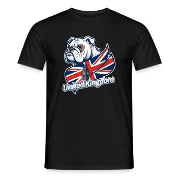 Bulldog with UK flag and Big Ben - Men's T-Shirt - black - Front - AI Model Male 178 light (178cm)