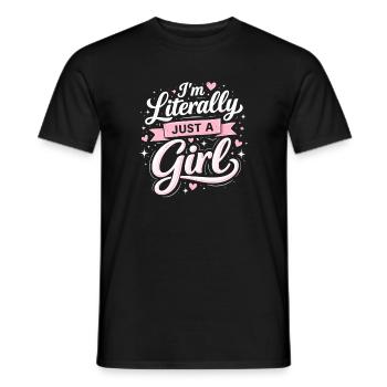 Je suis littéralement juste une fille - T-shirt homme - noir - Devant - AI Model Male 178 light (178cm)