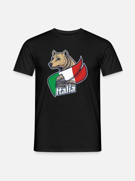 Italiaanse Wolf met Colosseum - T-shirt herr - svart