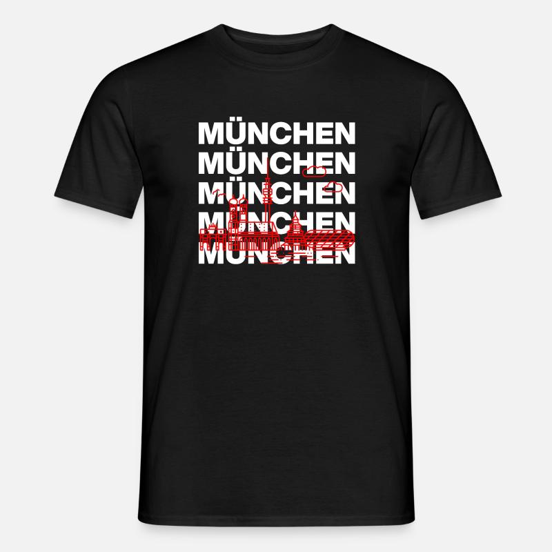 MÜNCHEN SKYLINE STACK – MIA SAN MUNICH - Männer T-Shirt - Schwarz