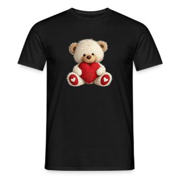 Niedlicher Häkel Teddybär Mit Rotem Herz - Männer T-Shirt - Schwarz - Vorne - AI Model Male 178 light (178cm)