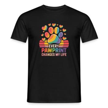  Every Pawprint Changes My Life Regenbogen Pfote - Männer T-Shirt - Schwarz - Vorne - AI Model Male 178 light (178cm)