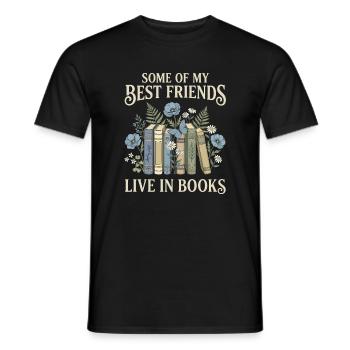 Book Lover Vintage Botanical Friends - Men's T-Shirt - black - Front - AI Model Male 178 light (178cm)