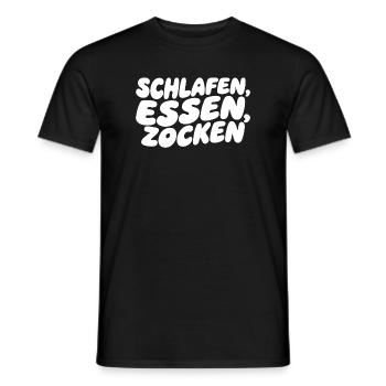 Schlafen, Essen, Zocken – Gameralltag - Männer T-Shirt - Schwarz - Vorne - AI Model Male 178 light (178cm)