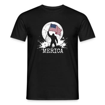 America Bigfoot Moon Funny Bigfoot for Men z - Men's T-Shirt - black - Front - AI Model Male 178 light (178cm)
