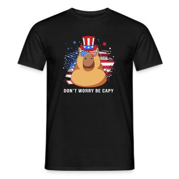 Don't Worry Be Capy Capybara - Men's T-Shirt - black - Front - AI Model Male 178 light (178cm)