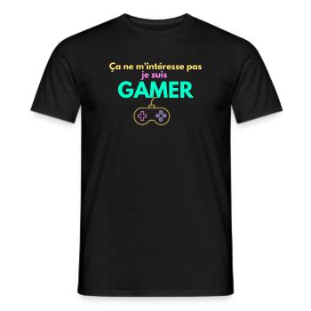 Gamer Attitude – I'm not interested in it - Men's T-Shirt - black - Front - AI Model Male 178 light (178cm)