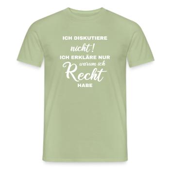 Je ne discute pas, j’explique juste pourquoi je - T-shirt homme - vert sauge - Devant - AI Model Male 178 light (178cm)