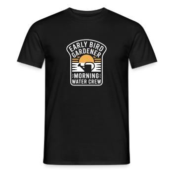 Early Bird Gardener Morning Water Crew - Men's T-Shirt - black - Front - AI Model Male 178 light (178cm)