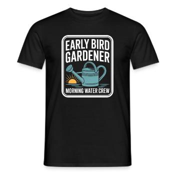 Early Bird Gardener Morning Water Crew - Men's T-Shirt - black - Front - AI Model Male 178 light (178cm)