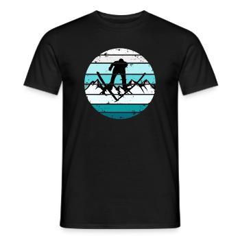 Ski Retro Sunset Skifahren Wintersport - Männer T-Shirt - Schwarz - Vorne - AI Model Male 178 light (178cm)