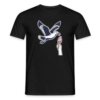 Lustige Möwe Stiehlt Eiscreme - Männer T-Shirt - Schwarz - Vorne - AI Model Male 178 light (178cm)