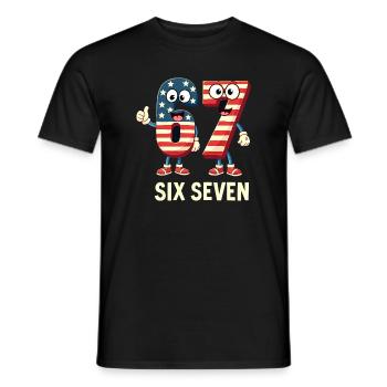 US Flag 67 Memes Six Seven - Men's T-Shirt - black - Front - AI Model Male 178 light (178cm)