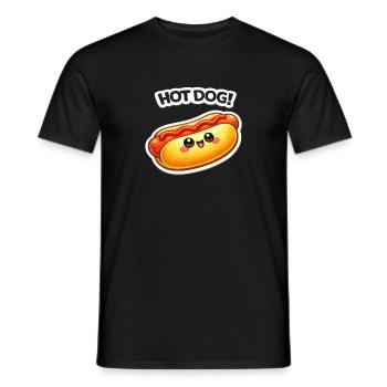 Motif d’autocollants de hot-dog Kawaii - T-shirt homme - noir - Devant - AI Model Male 178 light (178cm)