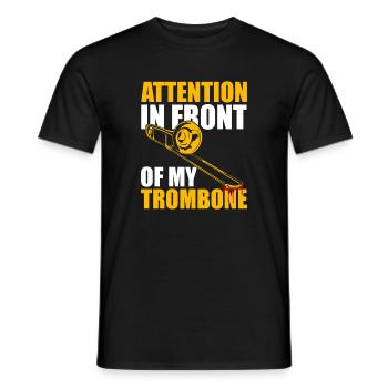 Attention Posaune Posaunenspieler Posaunist - Männer T-Shirt - Schwarz - Vorne - AI Model Male 178 light (178cm)