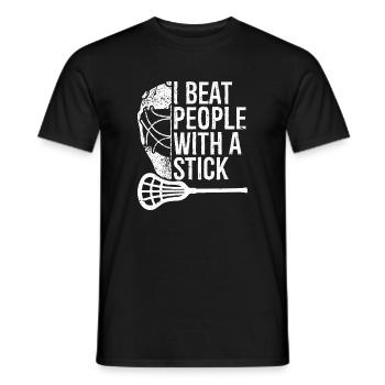 Lacrosse Lax Player Beat People with A Stick - Männer T-Shirt - Schwarz - Vorne - AI Model Male 178 light (178cm)