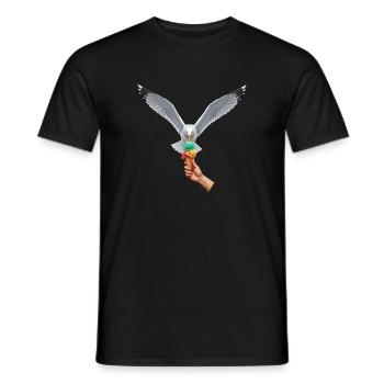 Lustige Möwe Stiehlt Eiscreme - Männer T-Shirt - Schwarz - Vorne - AI Model Male 178 light (178cm)