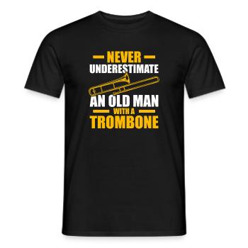 Vieil homme avec un tromboniste tromboniste - T-shirt homme - noir - Devant - AI Model Male 178 light (178cm)