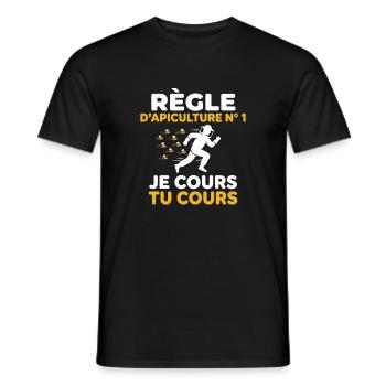 Règle D'apiculture N 1 Je Cours Tu Cours Abeille - T-shirt homme - noir - Devant - AI Model Male 178 light (178cm)