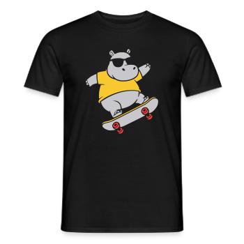 Cooles Nilpferd Skater Skateboard Vektor - Männer T-Shirt - Schwarz - Vorne - AI Model Male 178 light (178cm)