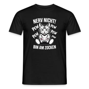 Nerv nicht bin am Zocken Gamer Katze Design - Männer T-Shirt - Schwarz - Vorne - AI Model Male 178 light (178cm)