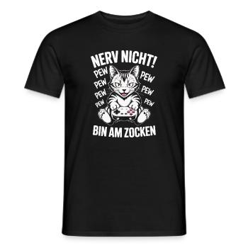 Nerv nicht bin am Zocken Gamer Katze Design - Männer T-Shirt - Schwarz - Vorne - AI Model Male 178 light (178cm)
