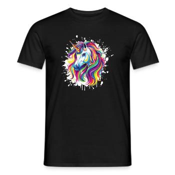  Einhorn Portrait Unicorn - Männer T-Shirt - Schwarz - Vorne - AI Model Male 178 light (178cm)