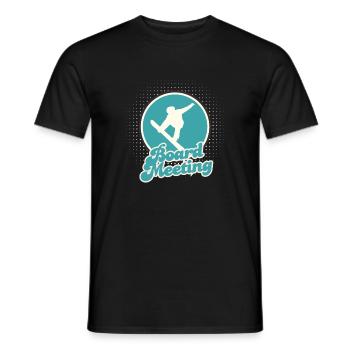 Snowboarding Board Meeting - Men's T-Shirt - black - Front - AI Model Male 178 light (178cm)