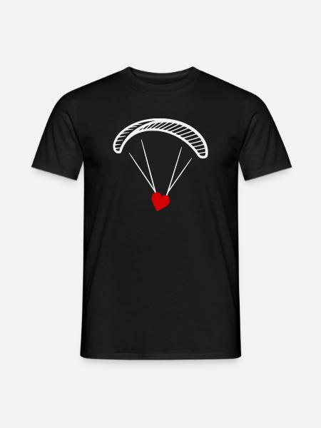 Paragleiter - Gleitschirm mit Herz - Valentinstag  - Männer T-Shirt - Schwarz