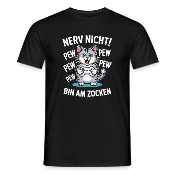 Nerv nicht bin am Zocken Gamer Katze Design - Männer T-Shirt - Schwarz - Vorne - AI Model Male 178 light (178cm)