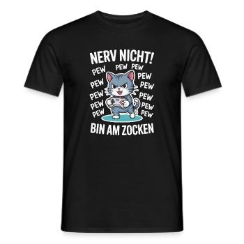 Nerv nicht bin am Zocken Gamer Katze Design - Männer T-Shirt - Schwarz - Vorne - AI Model Male 178 light (178cm)