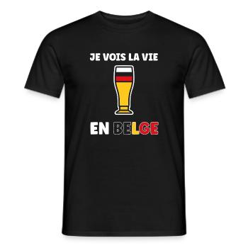 La Vie Belge Verre Bière Stylisé - T-shirt homme - noir - Devant - AI Model Male 178 light (178cm)
