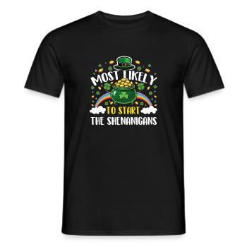 Am ehesten wird er mit den Streichen anfangen - Männer T-Shirt - Schwarz - Vorne - AI Model Male 178 light (178cm)