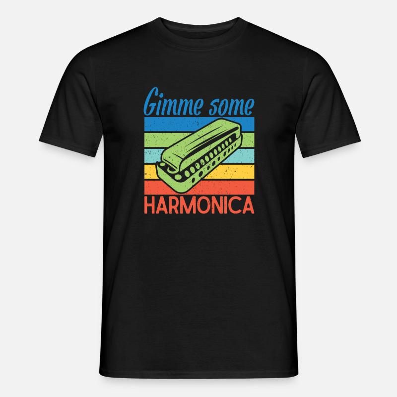 Funny Harmonica Player Gimme Some Harmonica - Männer T-Shirt - Schwarz