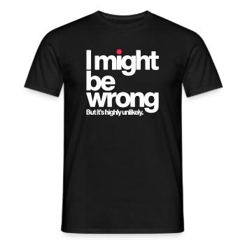 Je peux me tromper mais c’est un je-sais-tout très improbable - T-shirt homme - noir - Devant - AI Model Male 178 light (178cm)