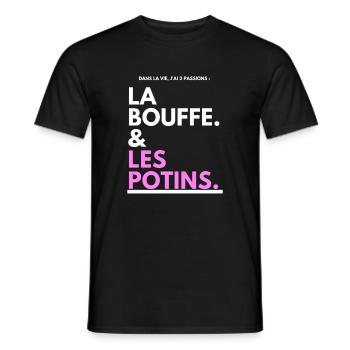 Bouffe et Potins Typo Noir Rose - T-shirt homme - noir - Devant - AI Model Male 178 light (178cm)