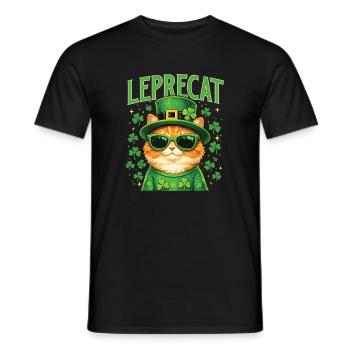 Leprecat St. Patrick's Irish Lucky Cat - Männer T-Shirt - Schwarz - Vorne - AI Model Male 178 light (178cm)