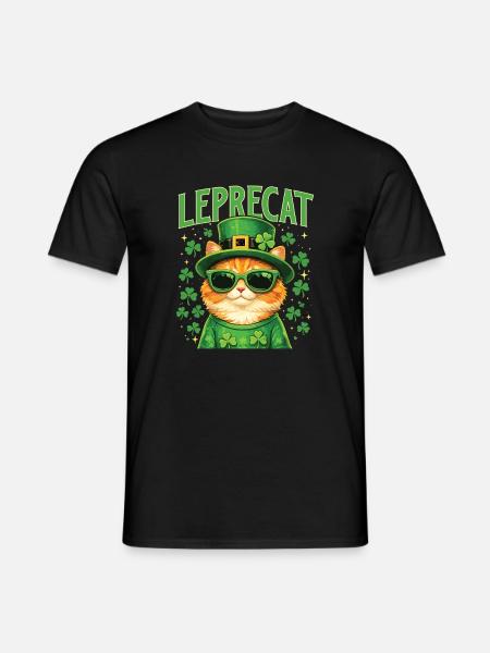 Leprecat St Patrick’s Irish Lucky Cat - T-shirt homme - noir