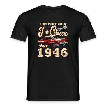 1946 - Born 1946 - Men's T-Shirt - black - Front - AI Model Male 178 light (178cm)