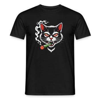 Chat en colère avec articulation - T-shirt homme - noir - Devant - AI Model Male 178 light (178cm)