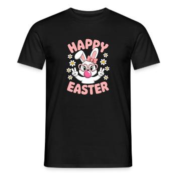 Joyeux Pâques Mignon, lapin de Pâques avec des lunettes - T-shirt homme - noir - Devant - AI Model Male 178 light (178cm)