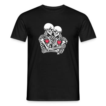 Skelettpaar mit Herzen-Umarmung Valentins Tag - Männer T-Shirt - Schwarz - Vorne - AI Model Male 178 light (178cm)